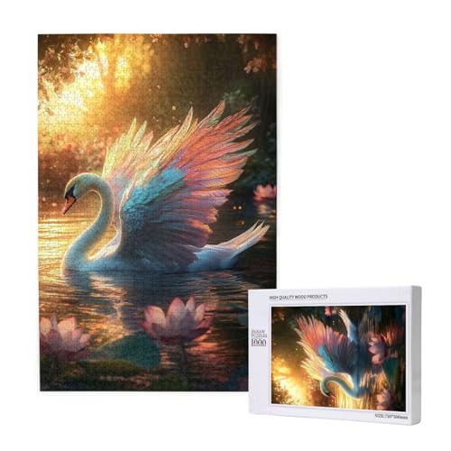 Puzzle Schwan,Puzzle 4000 Teile Lotus Holzpuzzle Erwachsene mit Geschenkbox und Poster,Schwieriges,Unterhaltsames,Herausforderndes,Geeignet für Anfänger ab 14 Jahren,Geschenke für Männer/Frauen M-1965 von Yeogcohe