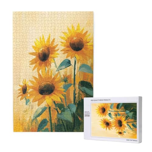 Puzzle Sonnenblume,Puzzle 1000 Teile Blume Holzpuzzle Erwachsene mit Geschenkbox,Schwieriges,Unterhaltsames,Herausforderndes,Geeignet für Anfänger ab 14 Jahren,Geschenke für Männer/Frauen M-1780 von Yeogcohe