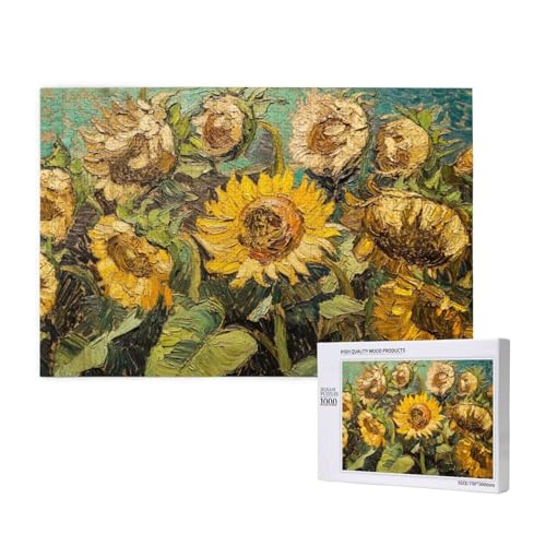 Puzzle Sonnenblume,Puzzle 6000 Teile Retro Holzpuzzle Erwachsene mit Geschenkbox,Schwieriges,Unterhaltsames,Herausforderndes,Geeignet für Anfänger ab 14 Jahren,Geschenke für Männer/Frauen M-1042 von Yeogcohe
