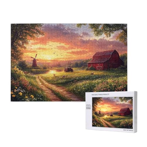 Puzzle Sonnenuntergang,Puzzle 300 Teile Landschaft Holzpuzzle Erwachsene mit Geschenkbox,Schwieriges,Unterhaltsames,Herausforderndes,Geeignet für Anfänger ab 14 Jahren,Geschenke Männer/Frauen M-912 von Yeogcohe