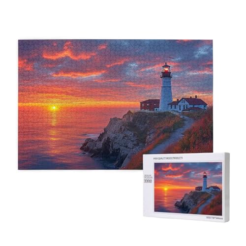 Puzzle Sonnenuntergang,Puzzle 4000 Teile Leuchtturm Holzpuzzle Erwachsene mit Geschenkbox,Schwieriges,Unterhaltsames,Herausforderndes,Geeignet für Anfänger ab 14 Jahren,Geschenke Männer/Frauen M-712 von Yeogcohe