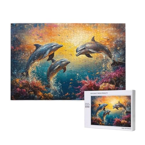 Puzzle Sonnenuntergang,Puzzle 6000 Teile Delphin Holzpuzzle Erwachsene mit Geschenkbox,Schwieriges,Unterhaltsames,Herausforderndes,Geeignet für Anfänger ab 14 Jahren,Geschenke für Männer/Frauen M-783 von Yeogcohe