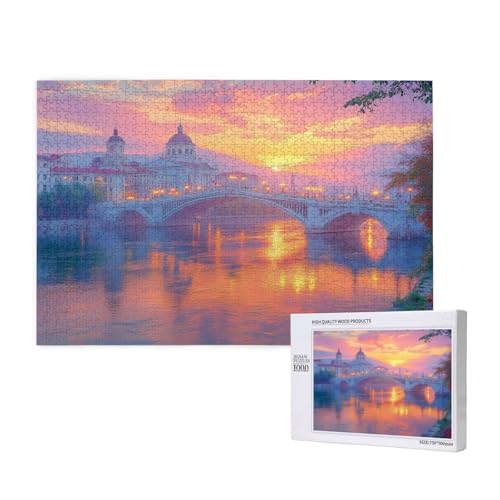 Puzzle Stadt,Puzzle 1000 Teile Landschaft Holzpuzzle Erwachsene mit Geschenkbox,Schwieriges,Unterhaltsames,Herausforderndes,Geeignet für Anfänger ab 14 Jahren,Geschenke für Männer/Frauen M-676 von Yeogcohe