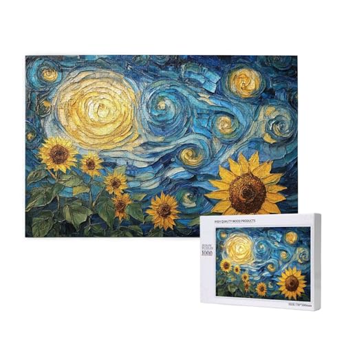 Puzzle Sternenhimmel,Puzzle 4000 Teile Sonnenblume Holzpuzzle Erwachsene mit Geschenkbox,Schwieriges,Unterhaltsames,Herausforderndes,Geeignet für Anfänger ab 14 Jahren,Geschenke Männer/Frauen M-974 von Yeogcohe