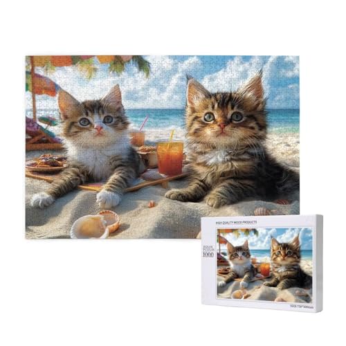 Puzzle Strand,Puzzle 6000 Teile Katze Holzpuzzle Erwachsene mit Geschenkbox und Poster,Schwieriges,Unterhaltsames,Herausforderndes,Geeignet für Anfänger ab 14 Jahren,Geschenke für Männer/Frauen M-960 von Yeogcohe