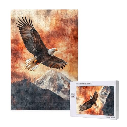 Puzzle Tier,Puzzle 1000 Teile Adler Holzpuzzle Erwachsene mit Geschenkbox und Poster,Schwieriges,Unterhaltsames,Herausforderndes,Geeignet für Anfänger ab 14 Jahren,Geschenke für Männer/Frauen M-1689 von Yeogcohe