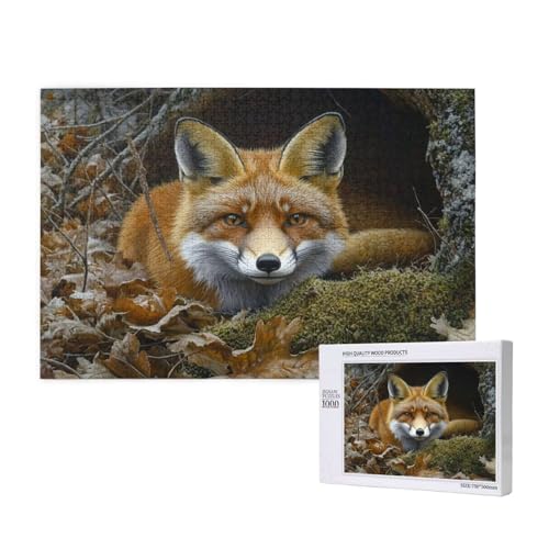 Puzzle Tier,Puzzle 1000 Teile Fuchs Holzpuzzle Erwachsene mit Geschenkbox und Poster,Schwieriges, Unterhaltsames, Herausforderndes, Geeignet für Anfänger ab 14 Jahren,Geschenke für Männer/Frauen M-175 von Yeogcohe