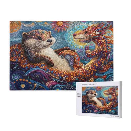 Puzzle Tier,Puzzle 1000 Teile Otter Holzpuzzle Erwachsene mit Geschenkbox und Poster,Schwieriges, Unterhaltsames, Herausforderndes, Geeignet für Anfänger ab 14 Jahren,Geschenke für Männer/Frauen M-178 von Yeogcohe