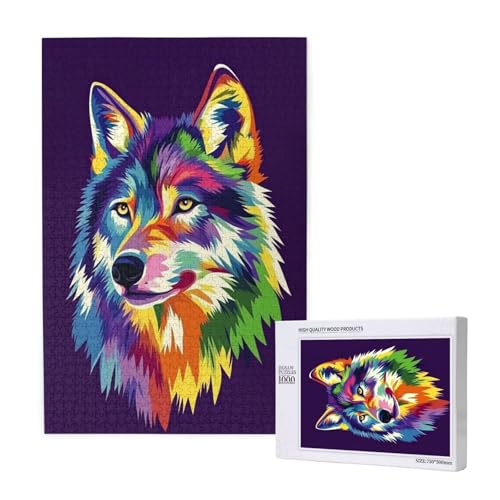 Puzzle Tier,Puzzle 1000 Teile Wolf Holzpuzzle Erwachsene mit Geschenkbox und Poster,Schwieriges, Unterhaltsames, Herausforderndes, Geeignet für Anfänger ab 14 Jahren,Geschenke für Männer/Frauen M-1649 von Yeogcohe