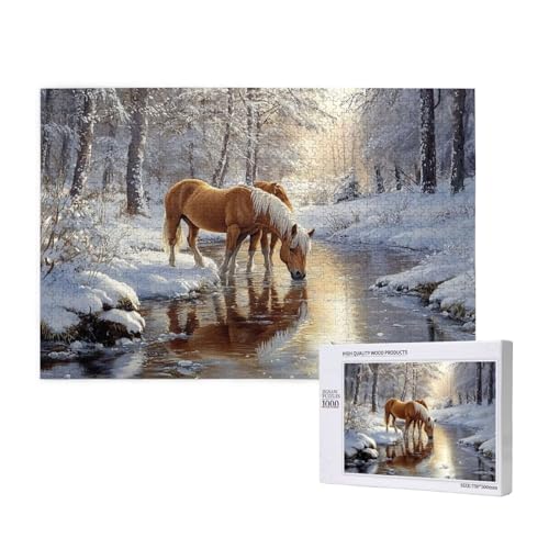 Puzzle Tier,Puzzle 2000 Teile Pferd Holzpuzzle Erwachsene mit Geschenkbox und Poster,Schwieriges, Unterhaltsames, Herausforderndes, Geeignet für Anfänger ab 14 Jahren,Geschenke für Männer/Frauen M-215 von Yeogcohe