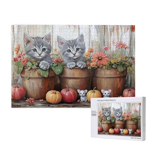 Puzzle Tier,Puzzle 300 Teile Katze Holzpuzzle Erwachsene mit Geschenkbox und Poster,Schwieriges, Unterhaltsames, Herausforderndes, Geeignet für Anfänger ab 14 Jahren,Geschenke für Männer/Frauen M-987 von Yeogcohe