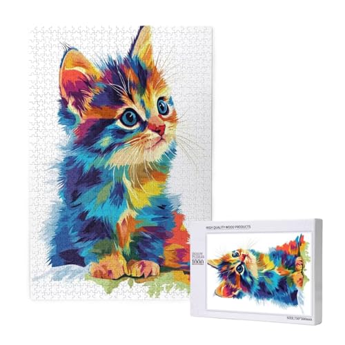 Puzzle Tier,Puzzle 300 Teile Katze Holzpuzzle Erwachsene mit Geschenkbox und Poster,Schwieriges, Unterhaltsames, Herausforderndes, Geeignet für Anfänger ab 14 Jahren,Geschenke für Männer/Frauen M-1361 von Yeogcohe