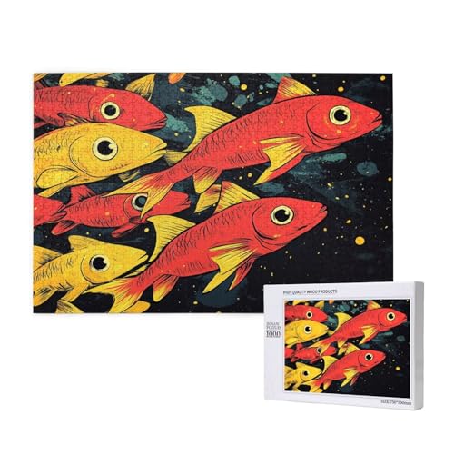 Puzzle Tier,Puzzle 4000 Teile Fisch Holzpuzzle Erwachsene mit Geschenkbox und Poster,Schwieriges,Unterhaltsames,Herausforderndes,Geeignet für Anfänger ab 14 Jahren,Geschenke für Männer/Frauen M-1032 von Yeogcohe