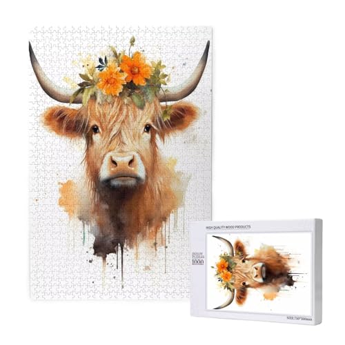 Puzzle Tier,Puzzle 4000 Teile Hochlandrinder Holzpuzzle Erwachsene mit Geschenkbox,Schwieriges,Unterhaltsames,Herausforderndes,Geeignet für Anfänger ab 14 Jahren,Geschenke für Männer/Frauen M-1468 von Yeogcohe