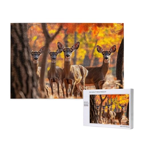 Puzzle Wald,Puzzle 4000 Teile REH Holzpuzzle Erwachsene mit Geschenkbox und Poster,Schwieriges, Unterhaltsames, Herausforderndes, Geeignet für Anfänger ab 14 Jahren,Geschenke für Männer/Frauen M-1055 von Yeogcohe