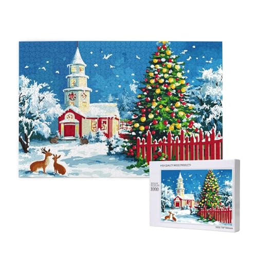 Puzzle Weihnachten,Puzzle 2000 Teile Baum Holzpuzzle Erwachsene mit Geschenkbox,Schwieriges,Unterhaltsames,Herausforderndes,Geeignet für Anfänger ab 14 Jahren,Geschenke für Männer/Frauen M-545 von Yeogcohe