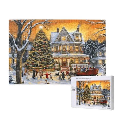 Puzzle Weihnachten,Puzzle 300 Teile Baum Holzpuzzle Erwachsene mit Geschenkbox und Poster,Schwieriges,Unterhaltsames,Herausforderndes,Geeignet für Anfänger ab 14 Jahren,Geschenke für Frauen M-955 von Yeogcohe