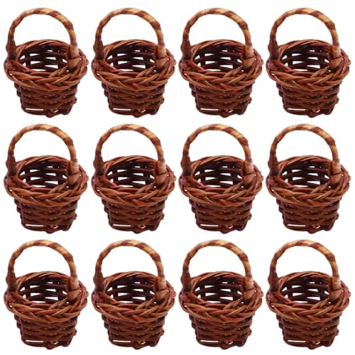 12pcs Mini -Korb mit Griff DIY -Simulation Rattan Mini gewebter Korb dekorative Puppenhaus Miniatur Eimer für Picknick Candy Ostern Egg Dollhouse Accessoires, Wicker 12pcs Mini -Korb mit Griff DIY -Simulation Rattan Mini gewebter Korb dekorative Puppenhaus Miniatur Eimer für Picknick Candy Ostern Egg Dollhouse Accessoires, Wicker von Yeory