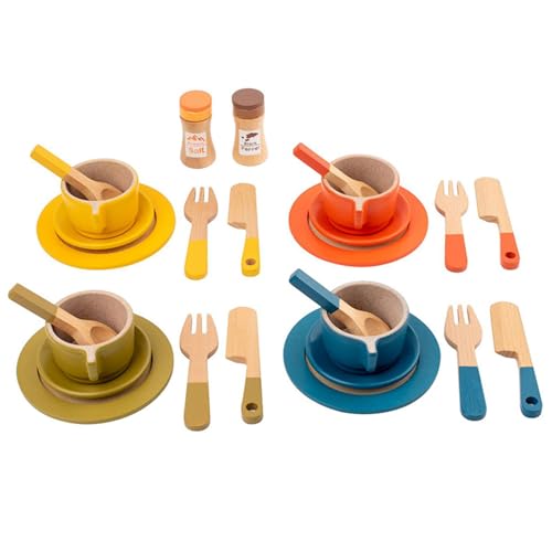 Holztee Party Set Safe Naturhölzernsimulation Tee Set für kleine Mädchen Geschenke Rollenspiele vor, Party von Yeory