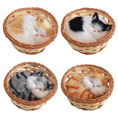 Katzenfiguren, 4pcs Mini -Katzenspielzeug für Kinder, Mini -Katzen -Kätzchen -Figuren, Miniatur -Katzen -Tierspielzeug, schlafende Katze im Korb Katzenfiguren, 4pcs Mini -Katzenspielzeug für Kinder, Mini -Katzen -Kätzchen -Figuren, Miniatur -Katzen -Tierspielzeug, schlafende Katze im Korb von Yeory