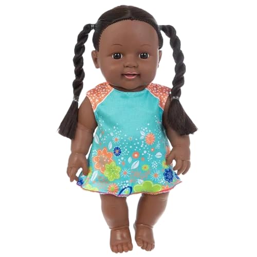 Schwarze Babypuppen, 12 Zoll Amerikaner Afrikaner realistischer Babypuppen mit Kleid, beweglicher Gelenk und doppelter Pferdeschwanzgeflecht dunkle Haut Babypuppe für Kindergeschenke, blaue, realisti Schwarze Babypuppen, 12 Zoll Amerikaner Afrikaner realistischer Babypuppen mit Kleid, beweglicher Gelenk und doppelter Pferdeschwanzgeflecht dunkle Haut Babypuppe für Kindergeschenke, blaue, realisti von Yeory