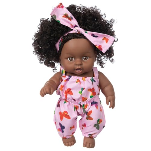 Schwarze Babypuppen, 8 Zoll Amerikanische Afrikanische realistische Babypuppe mit Kleidung und Haarband, bewegliche Gelenk lockige Haare Waschbare dunkle Haut Babypuppe für Kindergeschenke, Style1, r Schwarze Babypuppen, 8 Zoll Amerikanische Afrikanische realistische Babypuppe mit Kleidung und Haarband, bewegliche Gelenk lockige Haare Waschbare dunkle Haut Babypuppe für Kindergeschenke, Style1, r von Yeory
