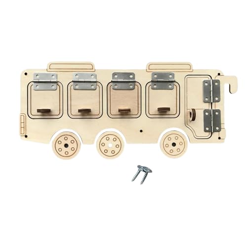 Toddler ENTWORTSBRAUBE 10x5-Zoll-Bus-förmiges Holzbesetzte mit Scharnier Educational & Fine Motor Sensory Toy für Kinder, sensorisches Spielzeug von Yeory