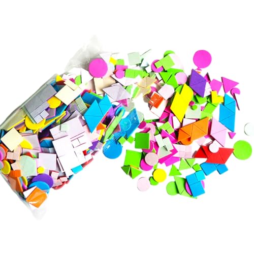 Yeory 1000 Pcs Foam -Aufkleber Selbstkleber Eva Multicolor -Schaumformaufkleber für Kinder DIY -Kunsthandwerk, Quadrat, Runde, Dreieck, Formen für Handwerks von Yeory