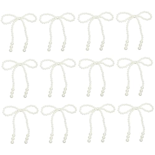 Yeory 12pcs Bow Cake Toper, 4x4 Elegante Kunstperlenbogen, Bogenkuchen Dekorationen für Geburtstag Hochzeit Dance Ball Party DIY Accessoires, Weiß, Perlenbögen für Blumensträuße von Yeory