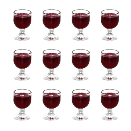 Yeory 12pcs Mini Weingläser, 0, 6 x 0, 4 Mini Wine Dollhouse Miniaturen Harz 1/12 Maßstab Accessoires für Puppenhausküchenspielzeug, Flaschen von Yeory
