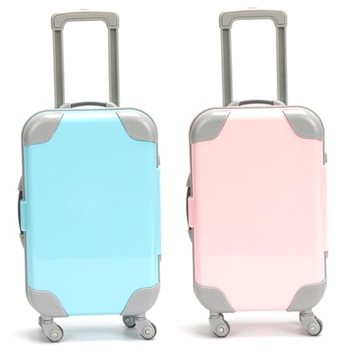 Yeory 2 PCs Mini -Puppengepäck für 16 & 18 -Zoll -Puppen, ABS -Plastikkofferspielzeug mit Griff, Reisekoffer für Amerika -Puppenzubehör, Mini -Koffer von Yeory