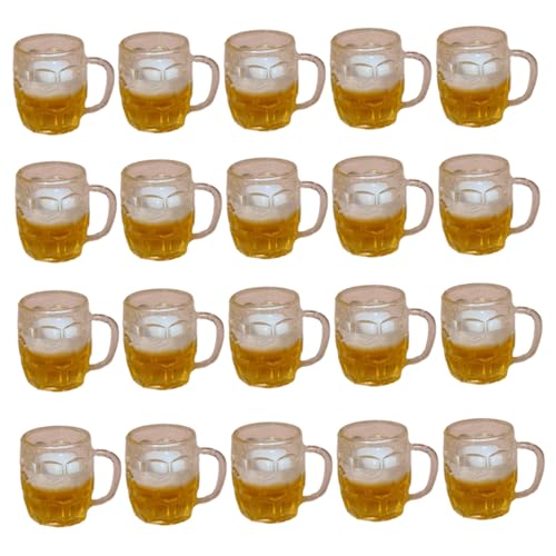 Yeory 20pcs Mini Bier Bier Fahne-Schnapsgläser, realistische niedliche Harzpuppenhaus-Mini-Bierbecher, breakresistente dekorative gefälschte Alkoholbecher für DIY-Kunsthandwerkszubehör, falsche Tasse von Yeory