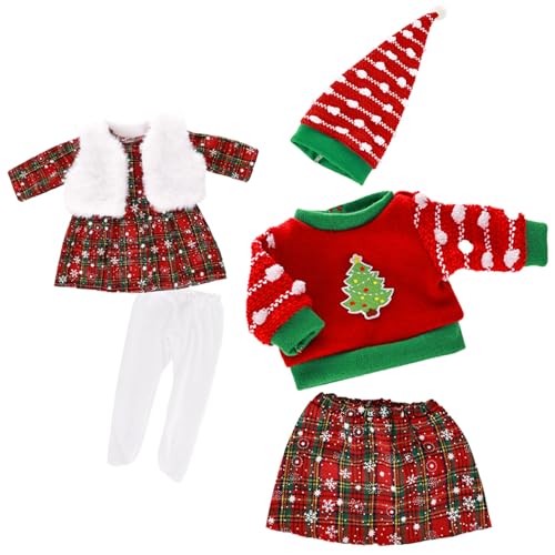 Yeory 2Set 18 Zoll Puppenkleidung Weihnachten Winterpuppenkleidung mit Kleiderpullover Hutrock für 18 -Zoll -Puppen, Baby Mädchen von Yeory