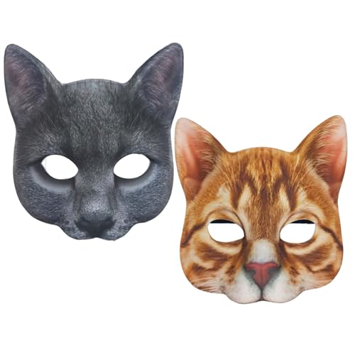 Yeory 2pcs Katzenmaske, realistische Katzen -Tiermaske für Halloween Weihnachten Ostermaskerade Cosplay Neuheit Kostümparty Accessoire, Maskerade Yeory 2pcs Katzenmaske, realistische Katzen -Tiermaske für Halloween Weihnachten Ostermaskerade Cosplay Neuheit Kostümparty Accessoire, Maskerade von Yeory