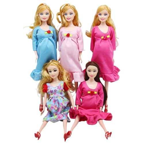 Yeory 5pcs Schwangere Puppe mit Baby im Bauch 12 bewegliche Gelenk Schwangere Mutter für Kinder, Puppenhauszubehör, Babypuppenspielzeug von Yeory