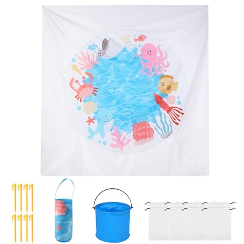 Yeory Baby Beach Pool, 6.6x6.6ft wasserdicht und Faltbarer Kiddie -Pool mit Eimer- und Kordelbeutel, Cartoon Beach Decke für Kinderkindjungen Mädchen, Kleinkind Yeory Baby Beach Pool, 6.6x6.6ft wasserdicht und Faltbarer Kiddie -Pool mit Eimer- und Kordelbeutel, Cartoon Beach Decke für Kinderkindjungen Mädchen, Kleinkind von Yeory