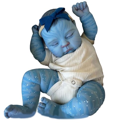 Yeory Babypuppe Set 20 Zoll realistisch weiche Blaue Babypuppe mit Schnullerpflegeflaschenkleidung Stirnbandwindeln für Kinder, weich von Yeory