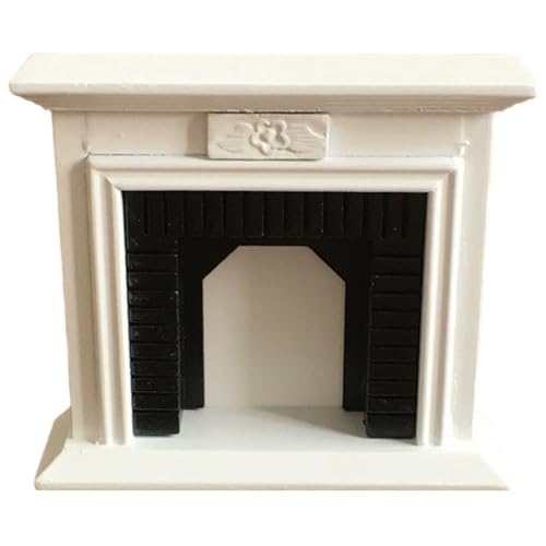 Yeory Dollhouse Möbel 1 12 Skala Holz Vintage Schwarz weiß Puppenhaus Kamin für Weihnachtspuppenhaus A, Miniaturmöbel von Yeory