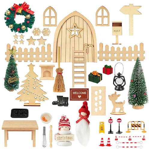 Yeory Feen -Tür -Kit Holz Weihnachten Miniatur Dollhouse Tür Realistische Puppenhaus Weihnachtsdekorationen für Garten Heimtisch, Möbel Yeory Feen -Tür -Kit Holz Weihnachten Miniatur Dollhouse Tür Realistische Puppenhaus Weihnachtsdekorationen für Garten Heimtisch, Möbel von Yeory