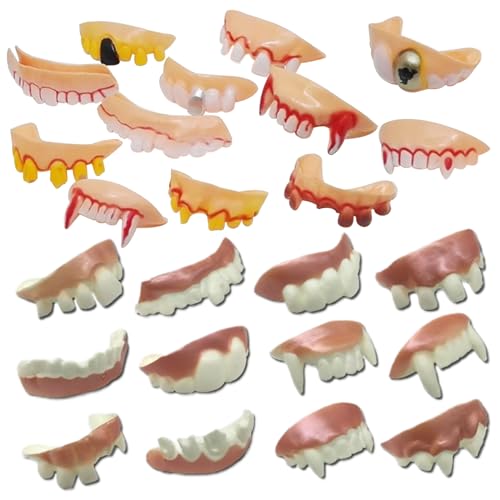 Yeory Gefälschte Zähne Halloween 24 pcs Hässliche gruselige Vampirzähne Synthetic Resin Fake Funly Funny Funny Four Yeory Gefälschte Zähne Halloween 24 pcs Hässliche gruselige Vampirzähne Synthetic Resin Fake Funly Funny Funny Four von Yeory