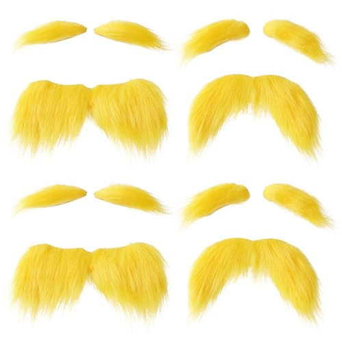 Yeory Gelbe Schnurrbart und Augenbrauen Set 4pcs Fake Bart und Augenbrauen selbstklebend Funny Cosplay Kostümzubehör Orange Schnurrbart Yeory Gelbe Schnurrbart und Augenbrauen Set 4pcs Fake Bart und Augenbrauen selbstklebend Funny Cosplay Kostümzubehör Orange Schnurrbart von Yeory