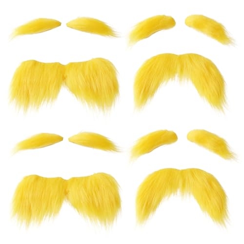 Yeory Gelbe Schnurrbart und Augenbrauen Set 4pcs gefälschter Bart & Augenbrauen selbstklebend Funny Cosplay Kostümzubehör für Halloween Festival Dress-up-Party-Gefälligkeiten, Fälschung Yeory Gelbe Schnurrbart und Augenbrauen Set 4pcs gefälschter Bart & Augenbrauen selbstklebend Funny Cosplay Kostümzubehör für Halloween Festival Dress-up-Party-Gefälligkeiten, Fälschung von Yeory