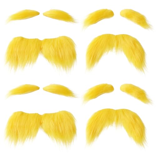 Yeory Gelbe Schnurrbart und Augenbrauen Set 4pcs gefälschter Bart & Augenbrauen selbstklebend Funny Cosplay Kostümzubehör für Halloween Festival Dress-up-Party-Gefälligkeiten, falscher Schnurrbart Yeory Gelbe Schnurrbart und Augenbrauen Set 4pcs gefälschter Bart & Augenbrauen selbstklebend Funny Cosplay Kostümzubehör für Halloween Festival Dress-up-Party-Gefälligkeiten, falscher Schnurrbart von Yeory