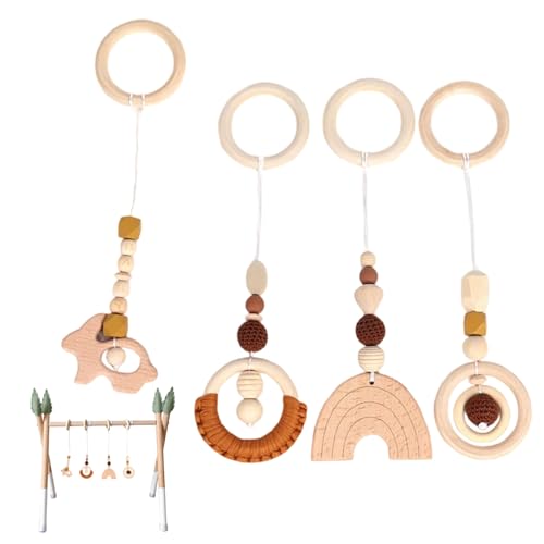 Yeory Hängespielzeug für Babygymnastik, 4-teiliges hölzernes Baby-Hängespielzeug, Kinderspielzeug, Kinderbett, hängendes hölzernes Rasselspielzeug, hölzernes Babyspielzeug Yeory Hängespielzeug für Babygymnastik, 4-teiliges hölzernes Baby-Hängespielzeug, Kinderspielzeug, Kinderbett, hängendes hölzernes Rasselspielzeug, hölzernes Babyspielzeug von Yeory