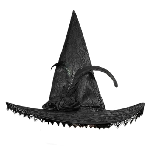Yeory Hexenhut für Frauen, Halloween Hexenhut für Frauen, Spitzenzaubererhut, Erwachsene spitzer Hexenhut, Vintage Hexenhut Yeory Hexenhut für Frauen, Halloween Hexenhut für Frauen, Spitzenzaubererhut, Erwachsene spitzer Hexenhut, Vintage Hexenhut von Yeory