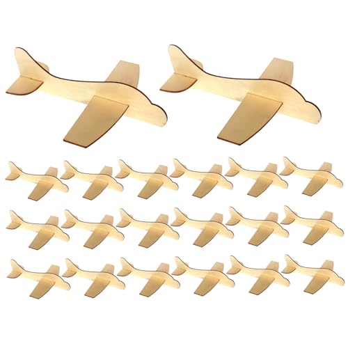 Yeory Holzflugzeugmodell, 20-teiliges Holzflugzeugspielzeug, DIY-Flugzeugmodellbausätze, bemalbares Holzflugzeug von Yeory