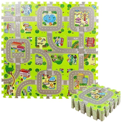 Yeory Kinder Teppich, 9 Fliesen Straßenverkehrsspiele für Schlafzimmer, Schaumstoffbodenfliesen für Kinder 12x12, Babyspielmatte Yeory Kinder Teppich, 9 Fliesen Straßenverkehrsspiele für Schlafzimmer, Schaumstoffbodenfliesen für Kinder 12x12, Babyspielmatte von Yeory