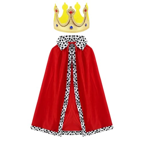Yeory King Cape, 35 -Zoll -Kinderkap mit Krone, König Kostüm für Halloween, Cosplay, Party, Geburtstag, Rot, Kinder Yeory King Cape, 35 -Zoll -Kinderkap mit Krone, König Kostüm für Halloween, Cosplay, Party, Geburtstag, Rot, Kinder von Yeory