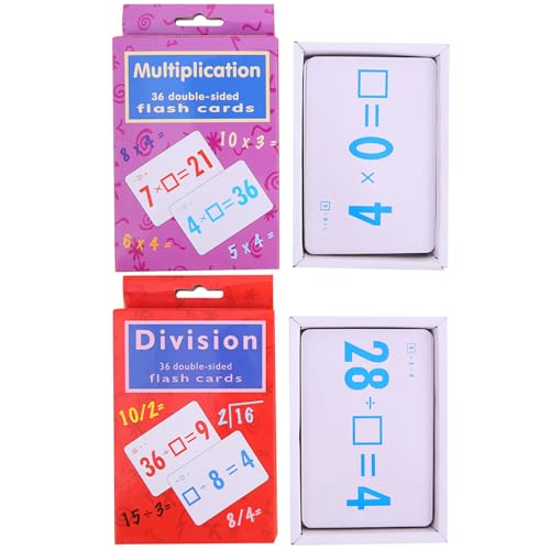 Yeory Math Flash -Karten Puzzle 2pcs Multiplikation Flash -Karten Pädagogische Mathematik -Flashkarten für Kinder Multiplikation + Abteilung, Multiplikationskarten von Yeory