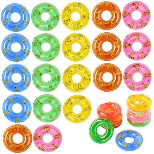 Yeory Mini Pool Floats, 20pcs Cartoon Duck Kids Bad Spielzeug, 3, 5 Zoll PVC Strandspielzeug, Schwimmringe für Kinder, Erwachsene, Puppen, Kuchenoberteil, Pool von Yeory